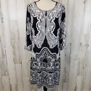 INC Paisley Filagree Pattern Dress Sz L